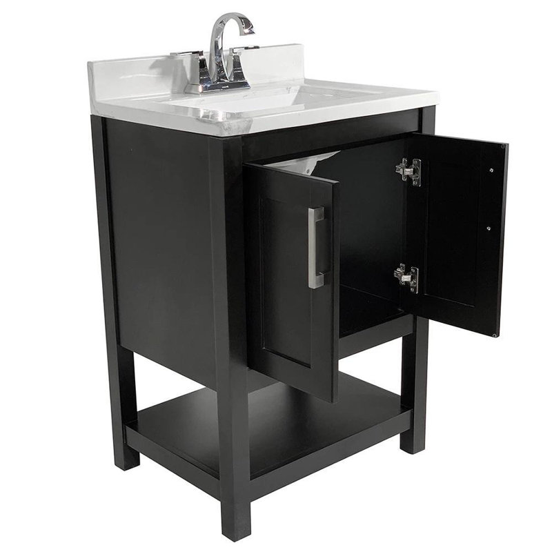 Ensemble de meuble-lavabo simple 25 po Datura, Espresso, Marbre de Carrare