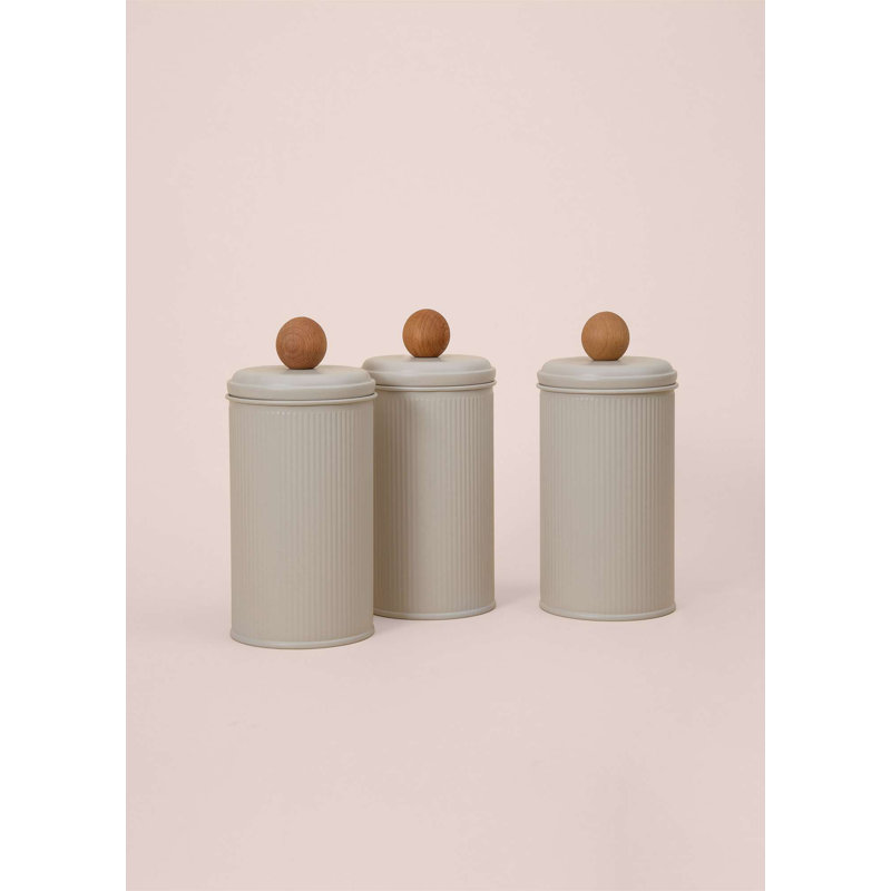 Ensemble de boîte de rangement durable (3 pièces), beige, 3,9 x 3,9 x 8,7 pouces | 100% acier galvanisé, résistant à la rouille | Idéal pour organiser la maison, le bureau ou le garage | Conception élégante et fonctionnelle pour tout espace
