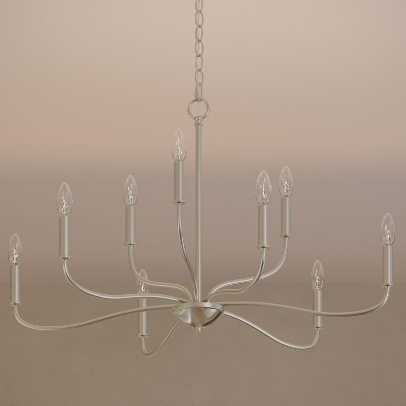 Ilia 9-Light Brushed Nickel Two-Tier Chandelier, Brushed Nickel