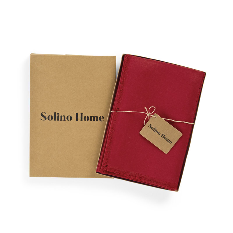 Fringe - 100% Pure Linen Dinner Napkins, Cherry