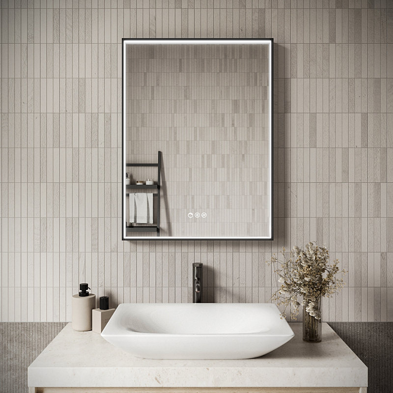 Streamline Rectangular Framed LED Bathroom Vanity Mirror with Defogger, Dimmability, Colour Temperature Change