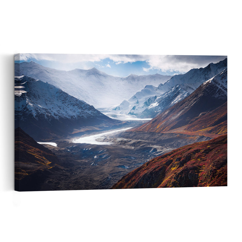 Autumn Mountain Glacier Dramatic Vibrant Abstract Autumn Landscape Wall Art Print 1 Piece Wrapped Canvas Wall Art