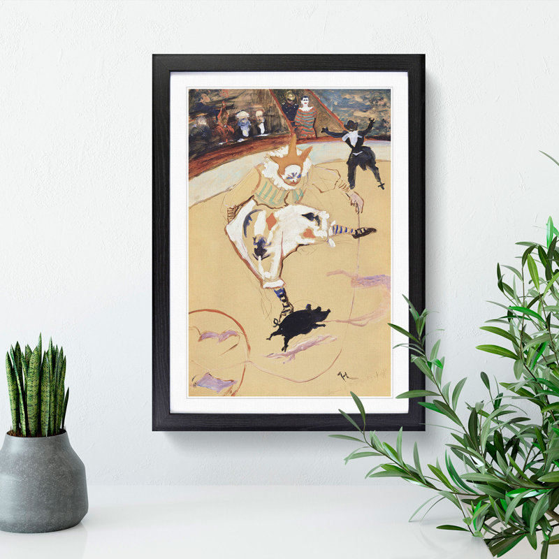 Clown at the Circus Fernando by Henri de Toulouse-Lautrec - Picture Frame Painting, Black Framed, 48cm H x 36cm W x 2cm D