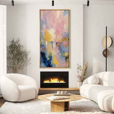 Impression sur toile encadrée douce pastel abstrait champ de couleur moderne moderne