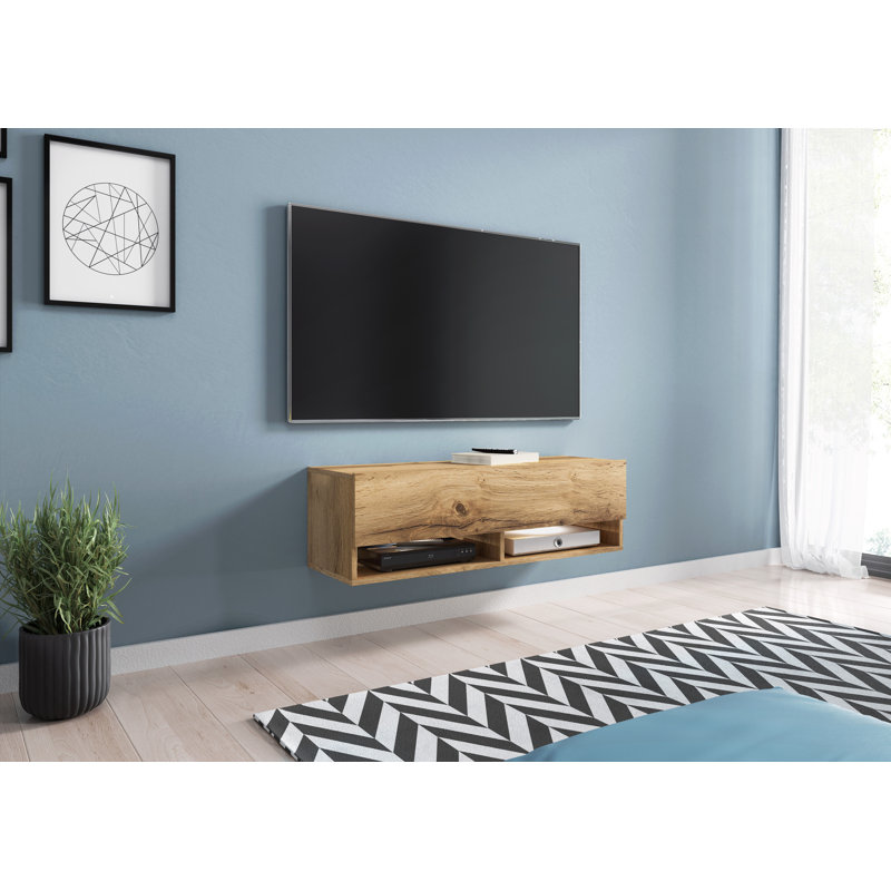 Alanson Floating TV Stand for TVs up to 78", Oak