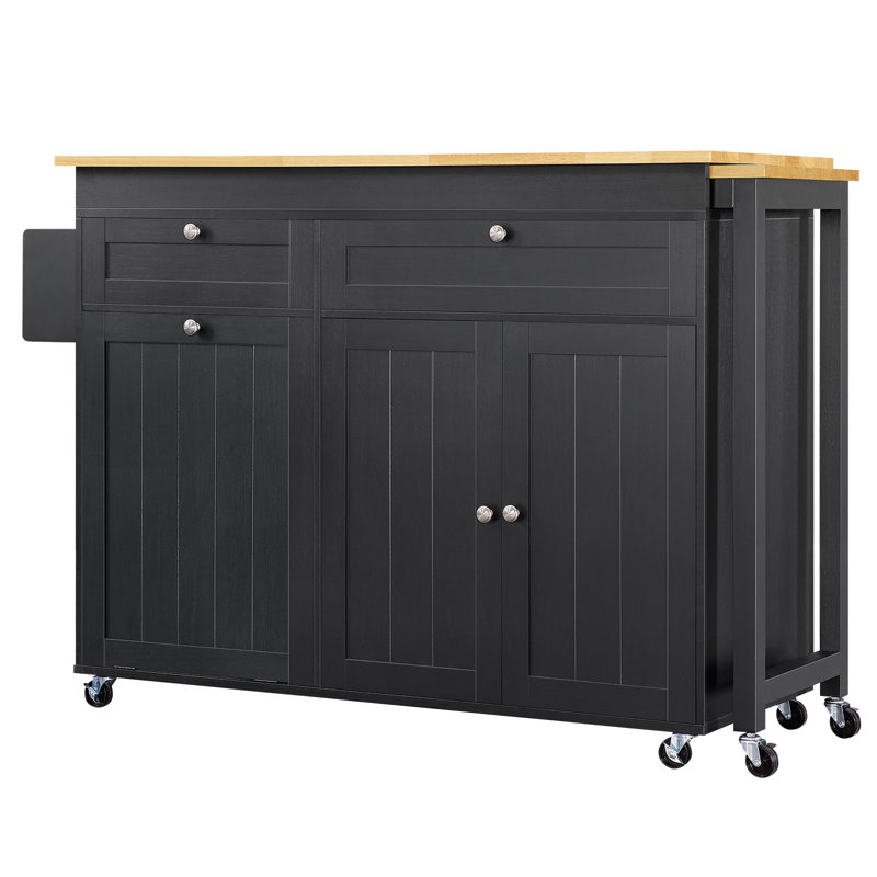 Armoire de cuisine 81,6 "avec table de salle à manger extensible 2 tiroirs et 2 portes pour cuisine, Noir