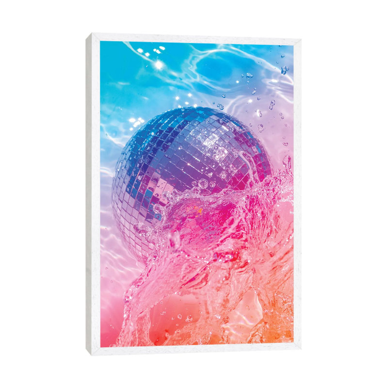 Disc-Glow 1 Piece Wall Art on Canvas, 66.04cm H x 45.72cm W x 3.81cm D, White Framed