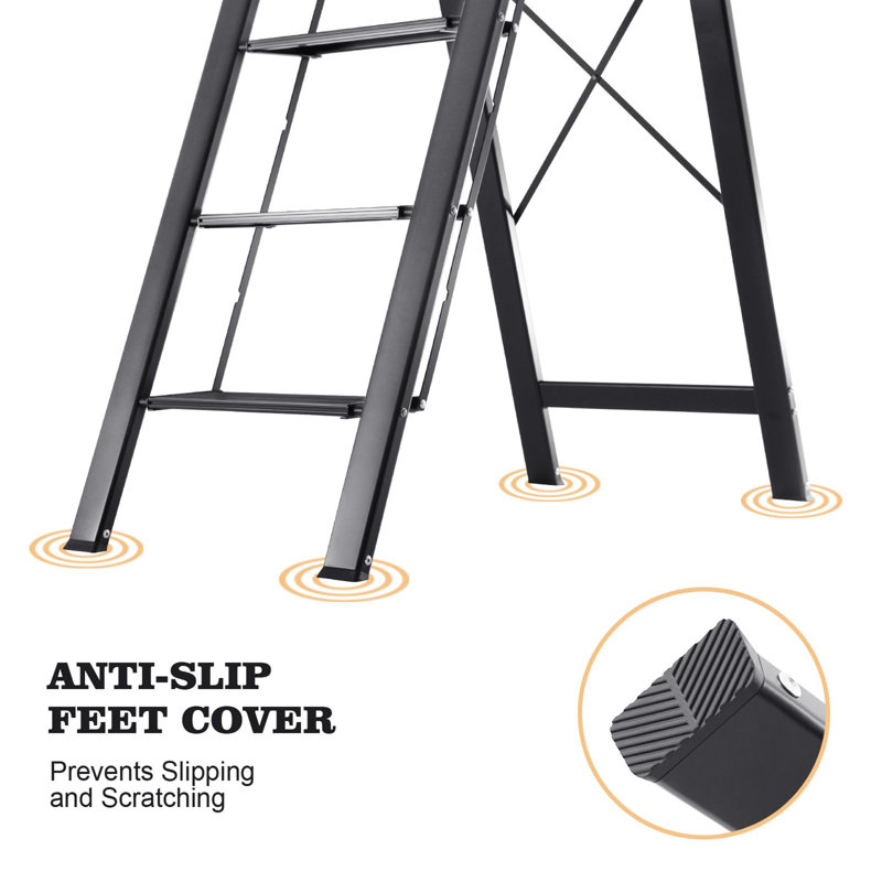 5- Step Aluminium Lightweight Folding Step Ladder, Black
