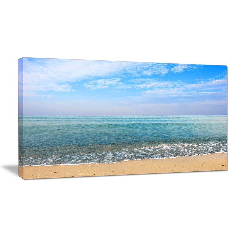 «Blue Sky Sand Sun Daylight Large Seashore», reproduction de photo sur toile tendue, H 16 po x l 32 po x P 1 po