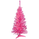 Pre-Lit Medium Artificial Pine Christmas Tree - Pink - Clear Lights