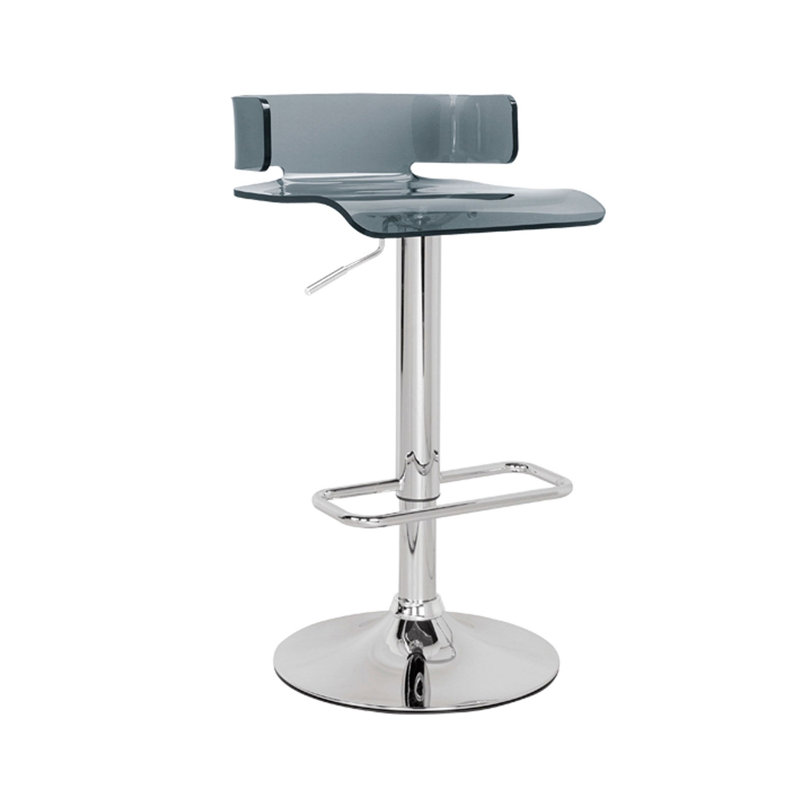 Acrylic Adjustable Stool With Swivel In Chrome Finish, gris