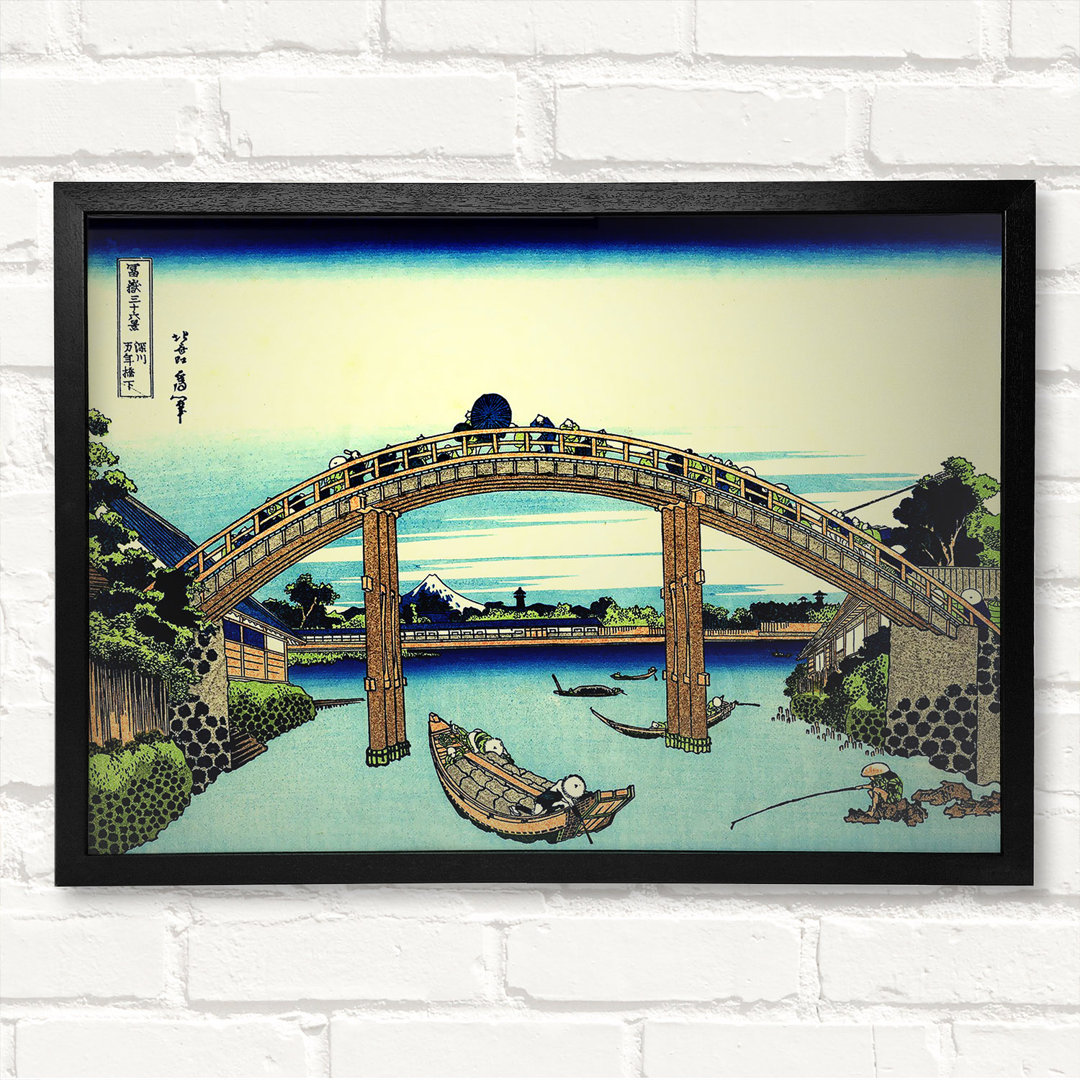 Hokusai Fuji gesehen durch die Mannen Brücke Gerahmter Druck