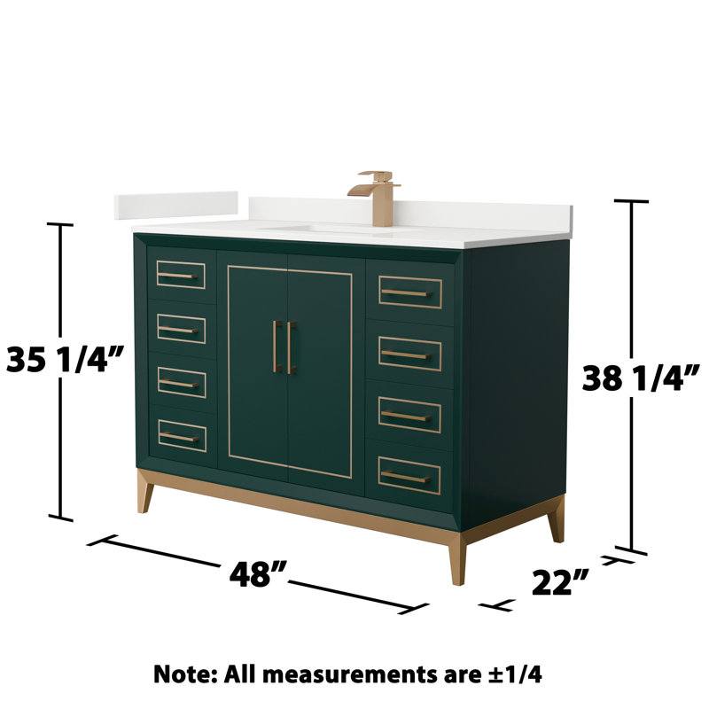 Ensemble de meuble-lavabo simple avec comptoir Marlena 48, Vert, WDX13305, Bronze satiné