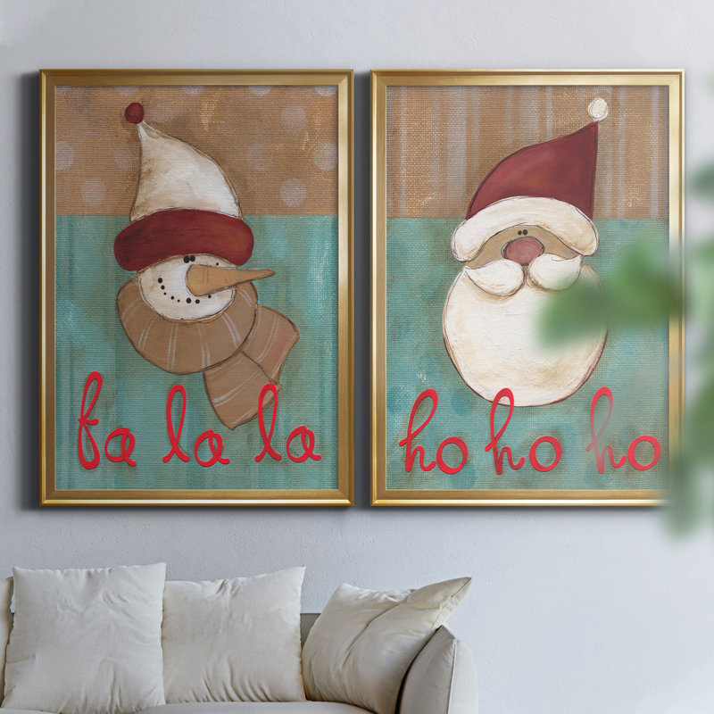 FaLaLa with Strip Dot - ensemble de 2 peintures, H 22,5 po x l 61 po x P 1,5 po, Toile encadrée dorée, Pas de tapis