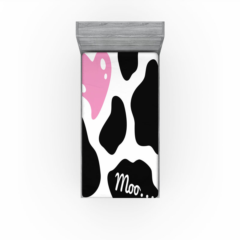 Drap-housse orange Ambesonne, Drap-housse pour lit simple TG, Imprimé animal rose / noir / blanc