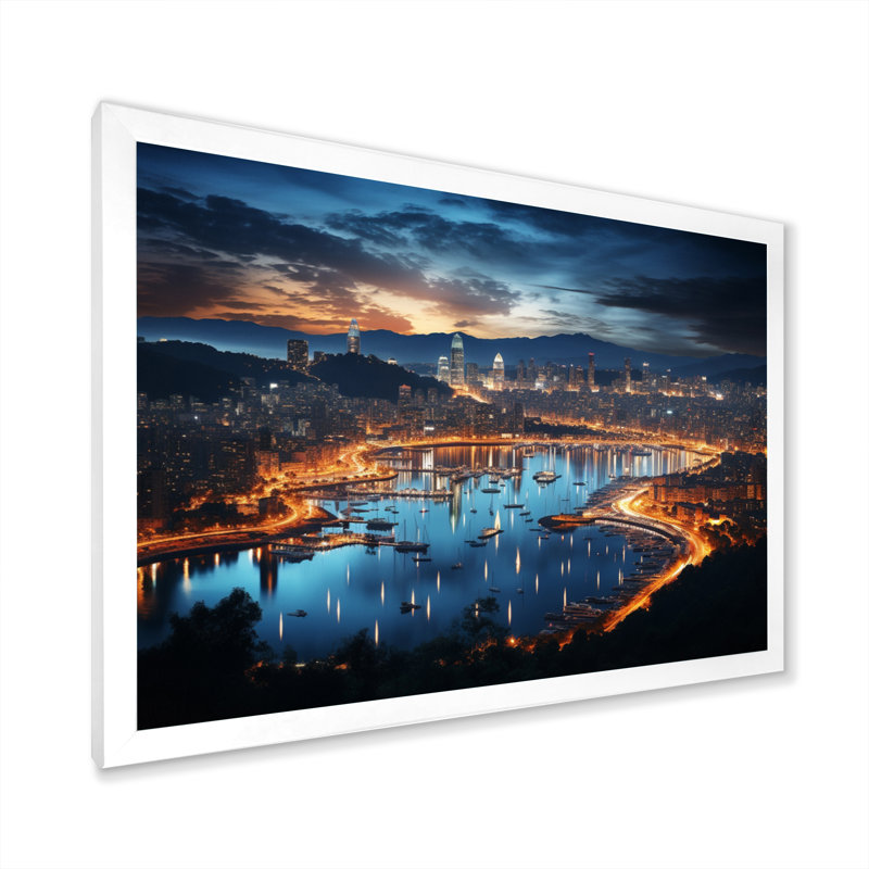 «Barcelona Beautiful Cityscape I», reproduction, H 12 po x l 20 po x P 1 po, Cadre photo blanc