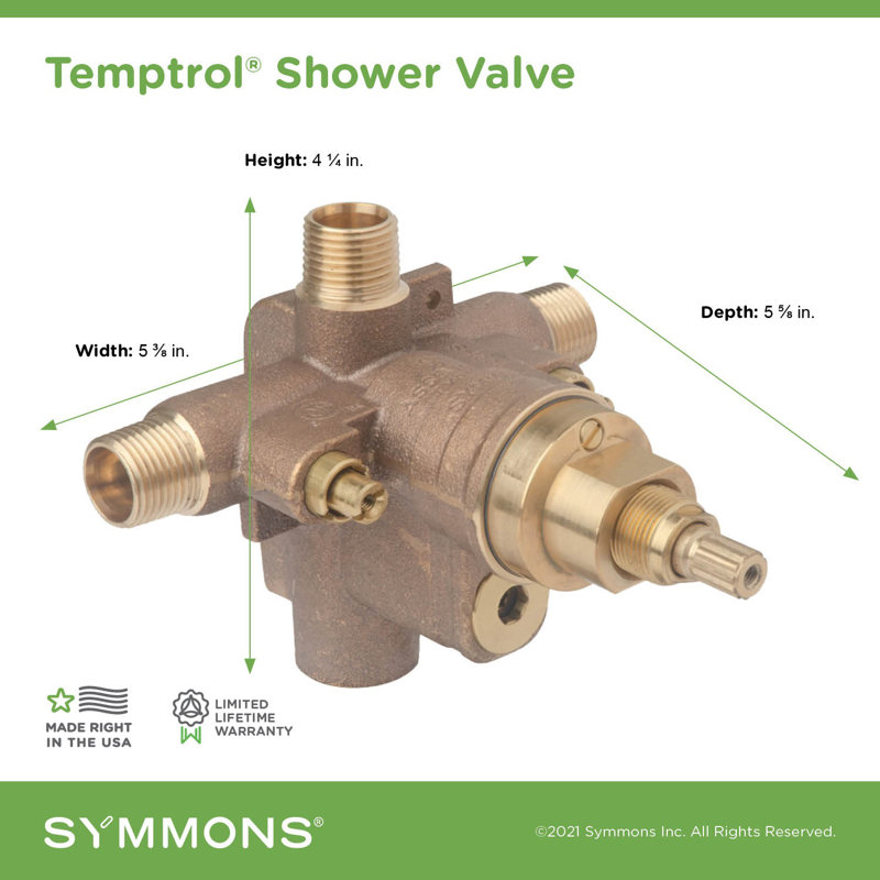 Robinet mélangeur de douche et de baignoire à pression équilibrée Temptrol Symmons avec inverseur intégré VersaFlex et arrêts EasyService