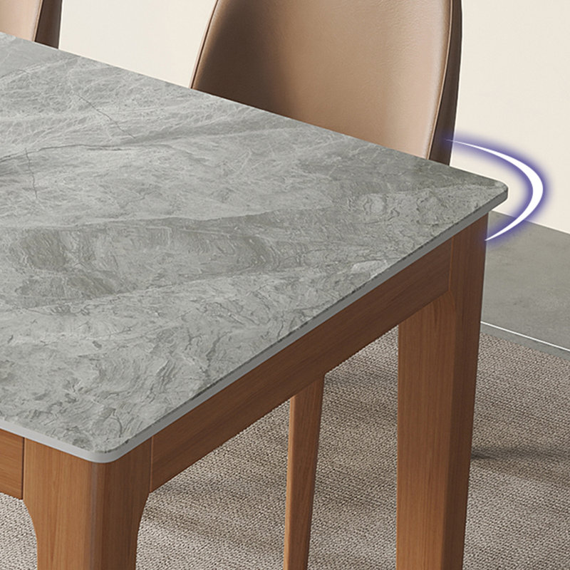 Ensemble de table de salle à manger rectangulaire de style nordique., H 29,5 po x L 55,1 po x l 31,5 po, Gris, Brun