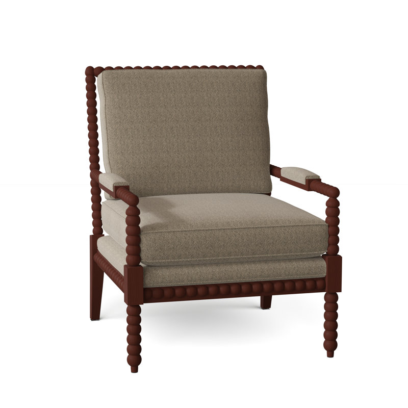 Keaton Upholstered Armchair, Beantown 21 Taupe Performance Chenille, Pecan