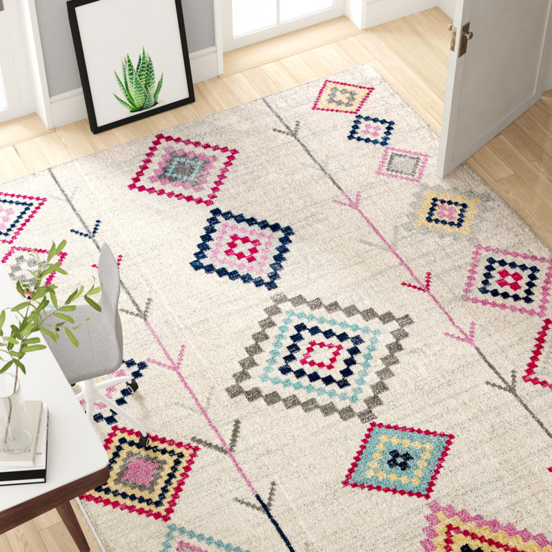 Tapis tribal autochtone ivoire Aston, Rectangle 4 pi x 6 pi