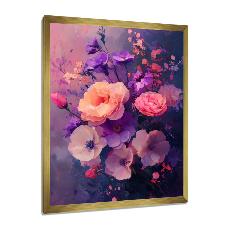 Sherita - Floral Wall Art Prints, H 20 po x l 12 po, Reproduction encadrée sans passe-partout, Doré