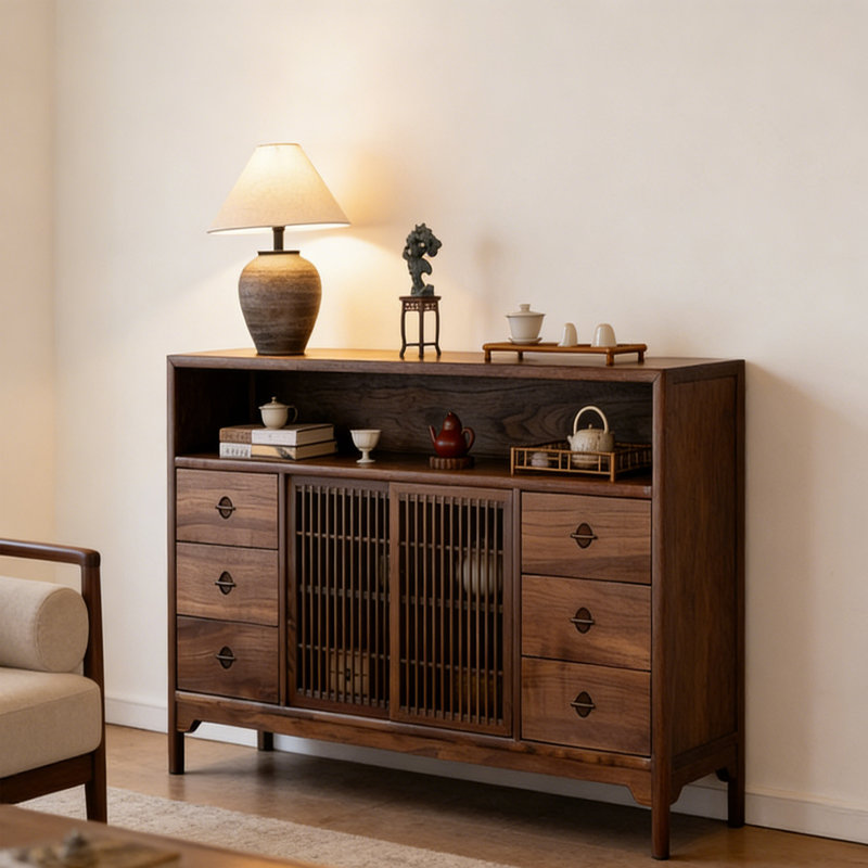Table de buffet à portes grillagées Song Style, H 35,43 po x l 55,12 po x P 14,96 po