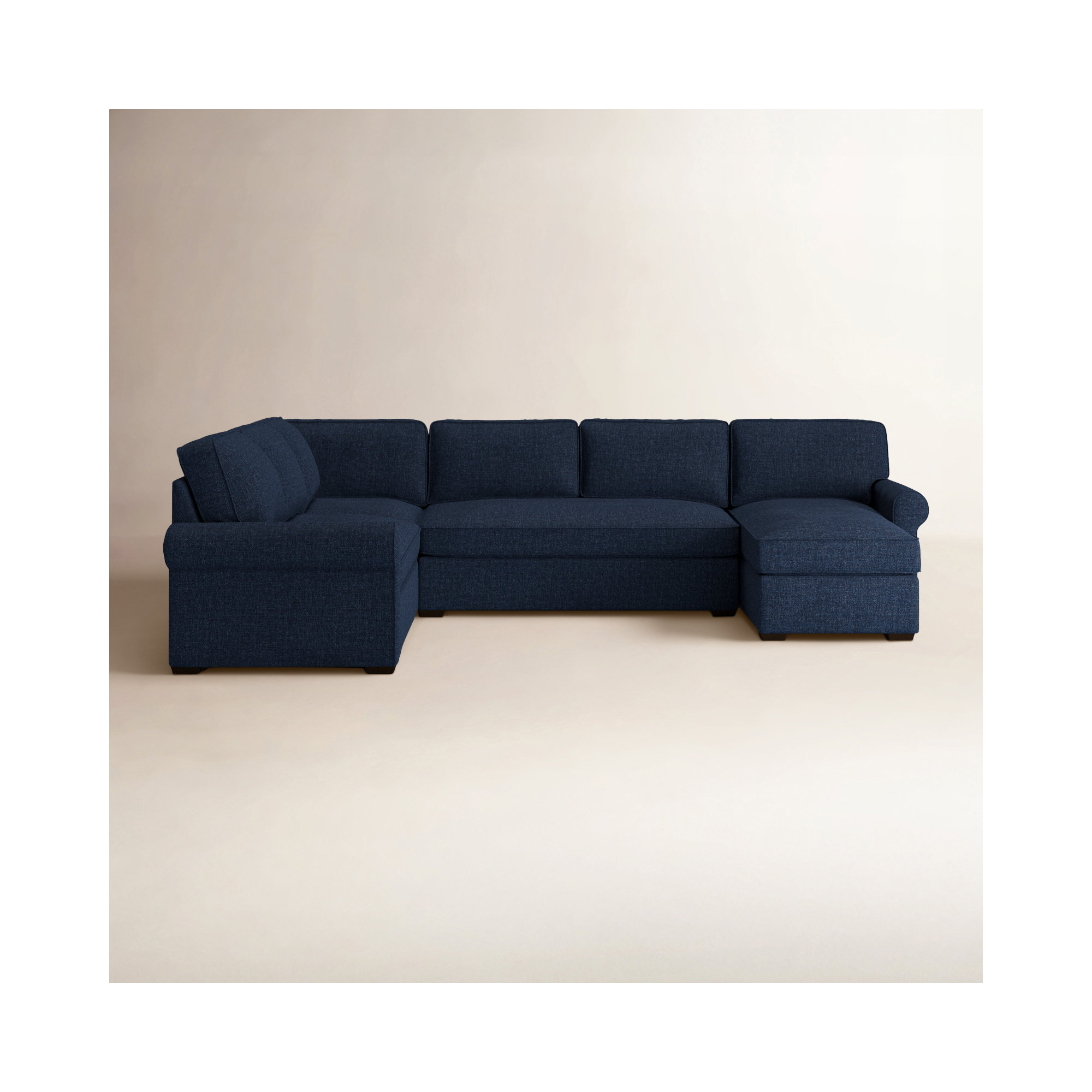 Porter Upholstered U-Sectional, Drusky Moonglow Sustain® Basketweave, Right Hand Facing
