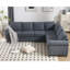 Lit en forme de L, canapé-lit modulaire à 6 places, gris, avec mousse haute et repose-pieds en métal, canapé 2 en 1, structure ferme et rembourrée