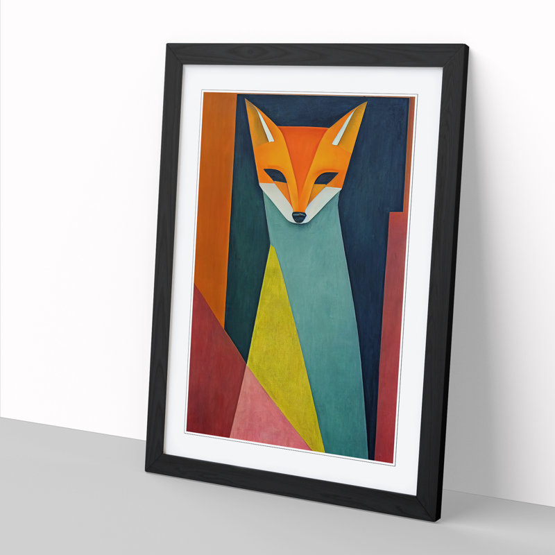 FRM-V0523-1027X Fox Painting Abstract - Single Picture Frame Print, 46cm H x 34cm W x 2cm D, Oak Framed