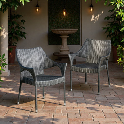 Fauteuil empilable en osier PE, 4 pièces