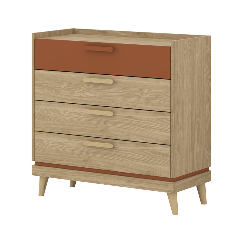 Holladay 90cm W 4 - Drawer Chest of Drawers, Beige/Orange