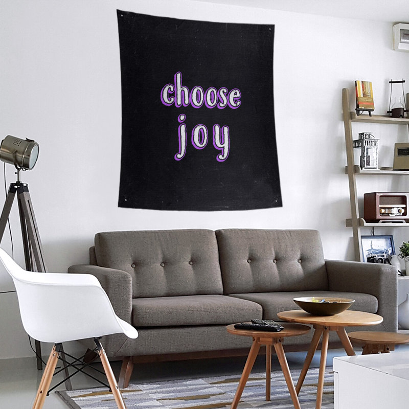 Tapisserie tableau noir en polyester choisir une citation de joie, H 36 po x l 26 po, Mauve