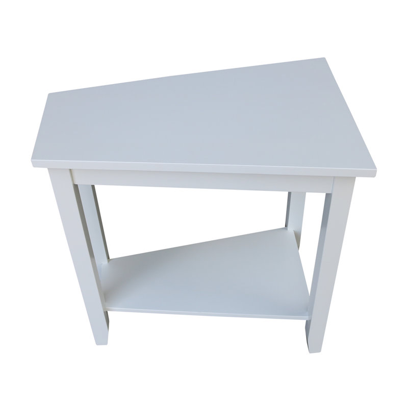 Attar Solid Wood Wedge End Table, White