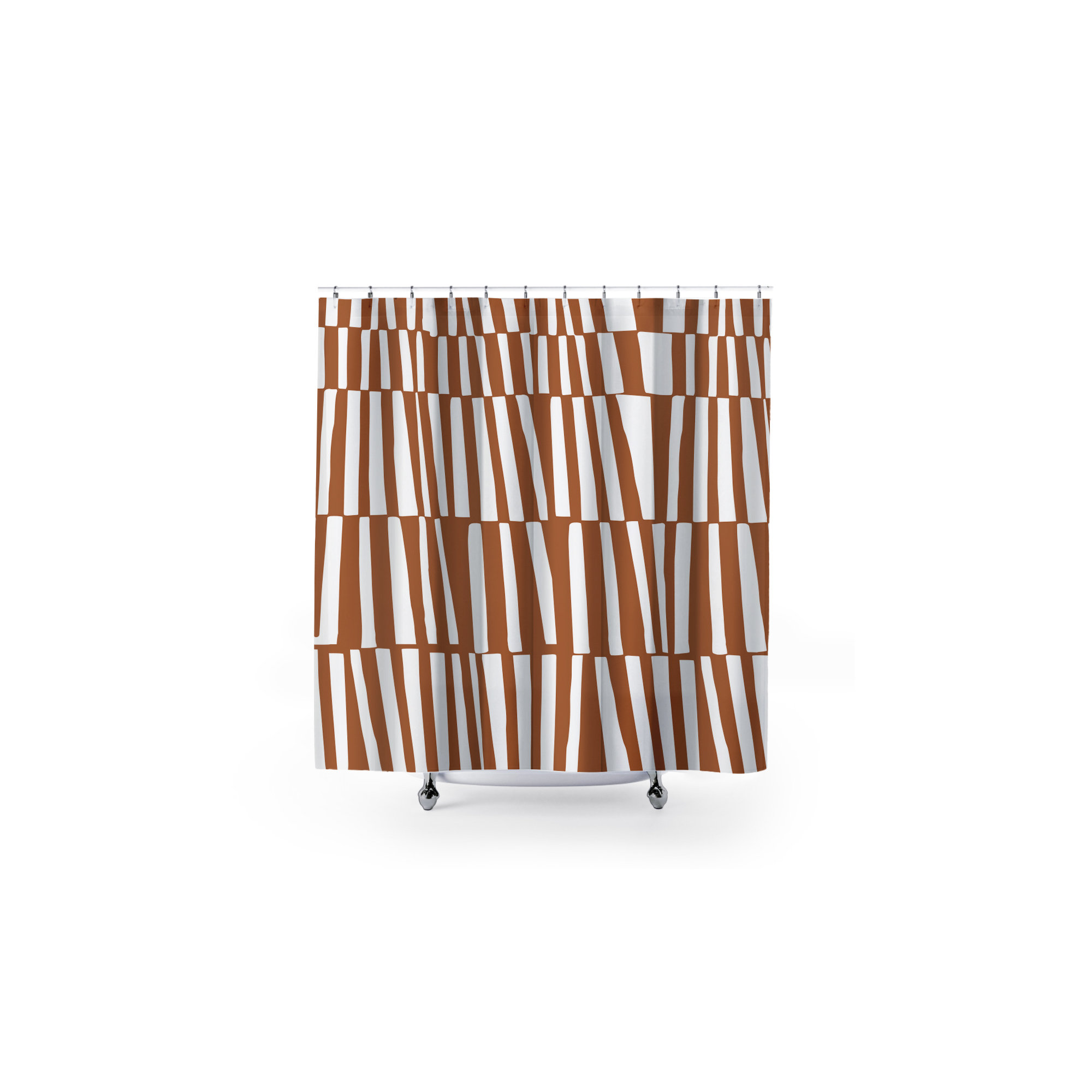 Thora Abstract Mid-Century Shower Curtain, Orange