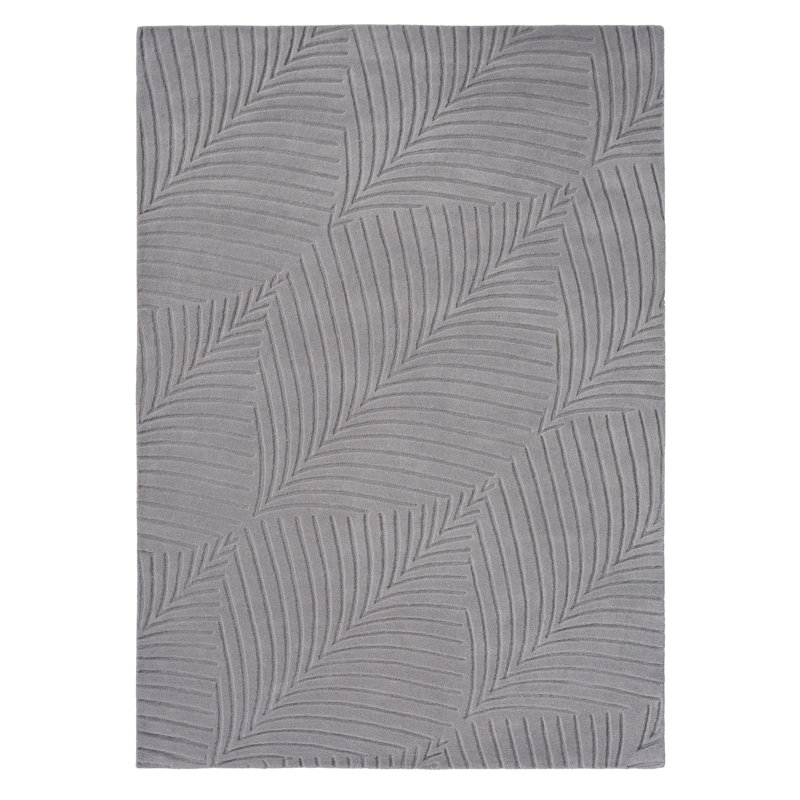 Folia Hand Tufted Wool Area Rug in Gray, Rectangle 6'7" x 9'2"