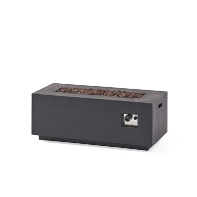 40" Outdoor 40,000 BTU Rectangular MgO Concrete Propane Fire Pit, Dark Grey (Tank Cover not Included)