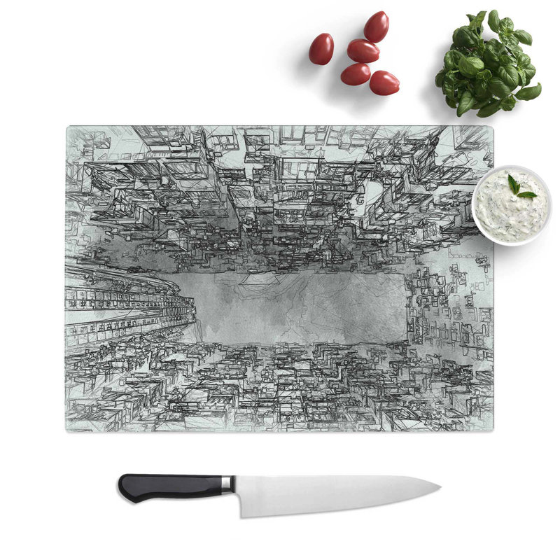 Tempered Glass Architecture Sketch Vol.5 Chopping Board, 39 cm W x 28.5 cm L