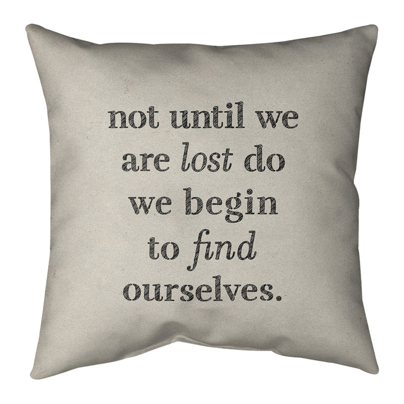 Coussin de citation à l’écriture pour la recherche, 20 po x 20 po, Blanc / Noir