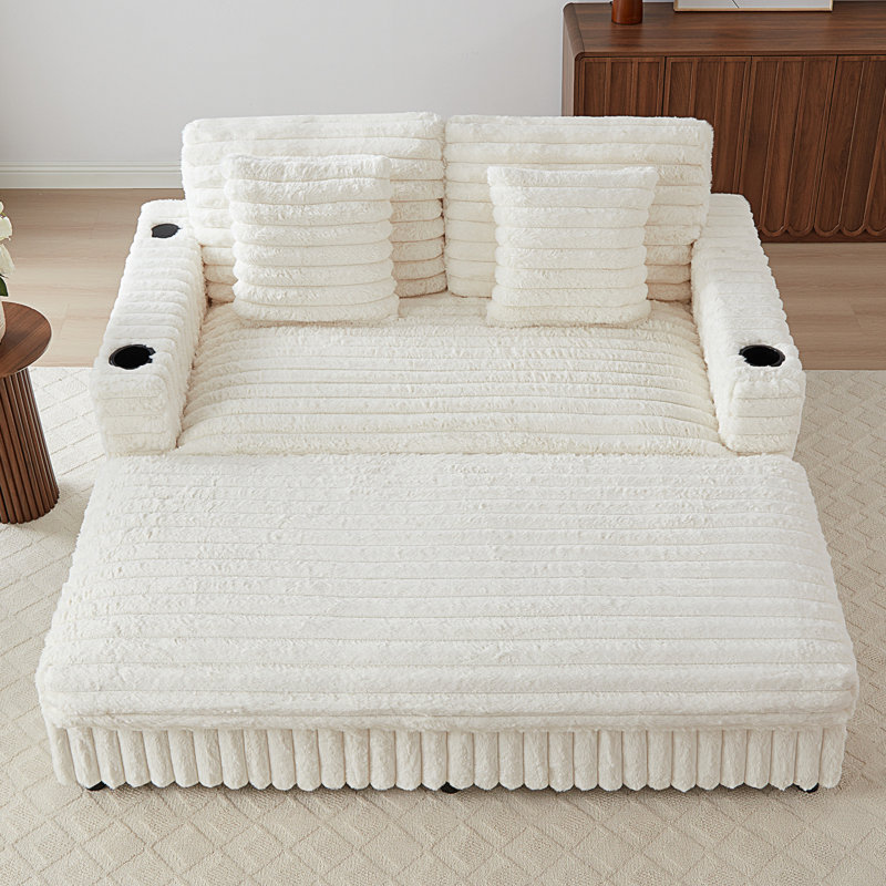 Canapé-lit rembourré 64,17 po, Beige