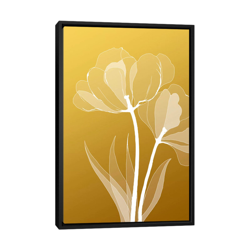« floral vi », impression sur toile, H 26 po x l 18 po x P 1,5 po, Toile avec cadre noir, Pas de tapis