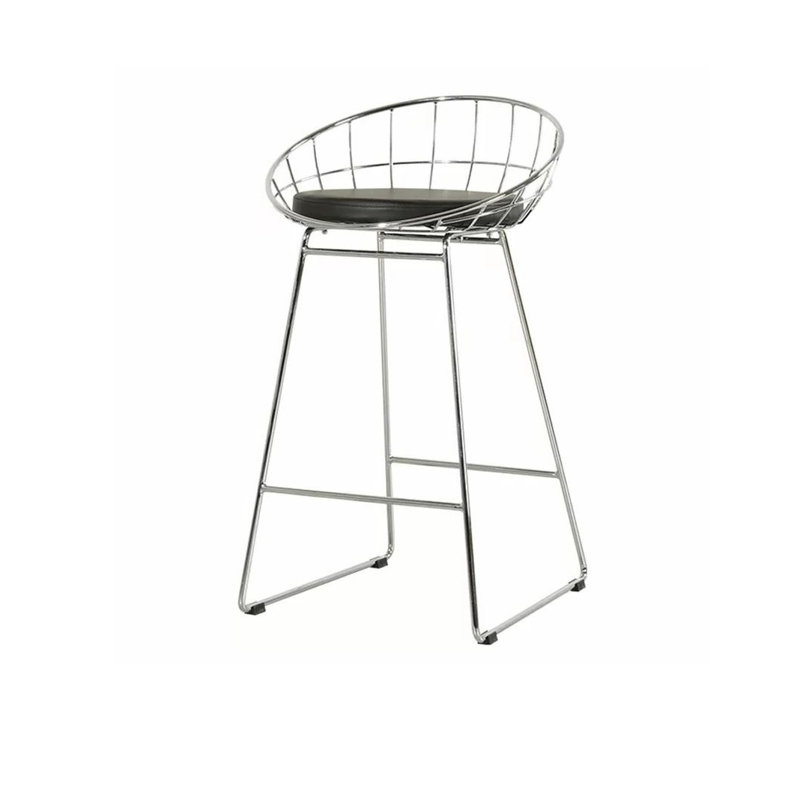 Tabouret de comptoir Kaly, Chrome chrome, Noir