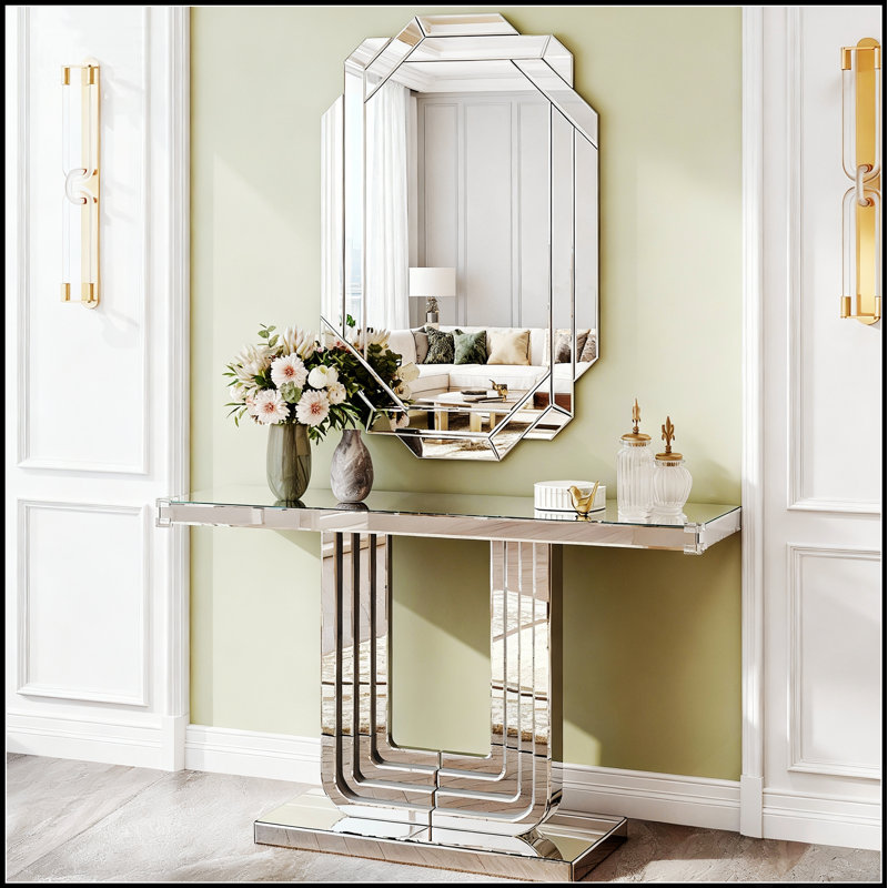 Grand miroir mural à bords biseautés sans cadre, polyvalent et élégant pour toute pièce, pleine longueur, facile à installer (35,8 po x 23,8 po)