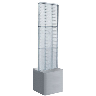 Two-Sided Pegboard Floor Display on Adjustable Studio Base. Panel Size: 16"W x 60"H