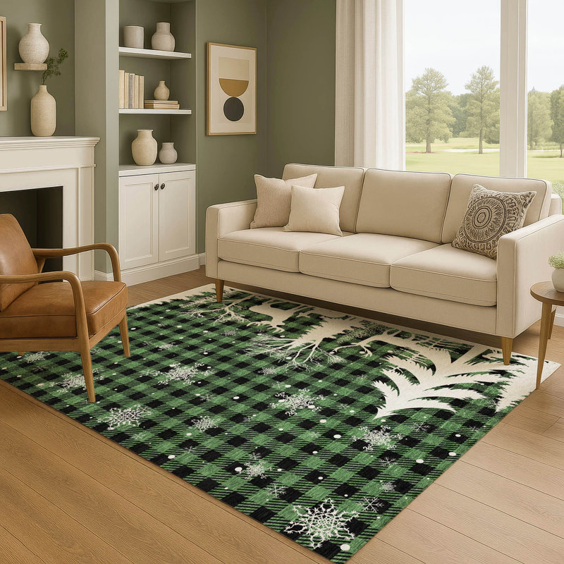 Tapis de vacances d'hiver de qualité supérieure lavable à la machine Castillon AMF1824, Rectangulaire 8 pi x 10 pi