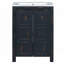 Ensemble de meuble-lavabo de style rétro avec deux lavabos séparés, deux lavabos en céramique, une tablette de rangement et des portes à fermeture en douceur