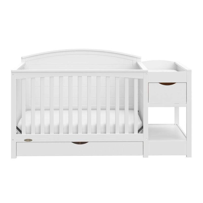 Lit de bébé convertible 5 en 1 et table à langer Bellwood, Blanc