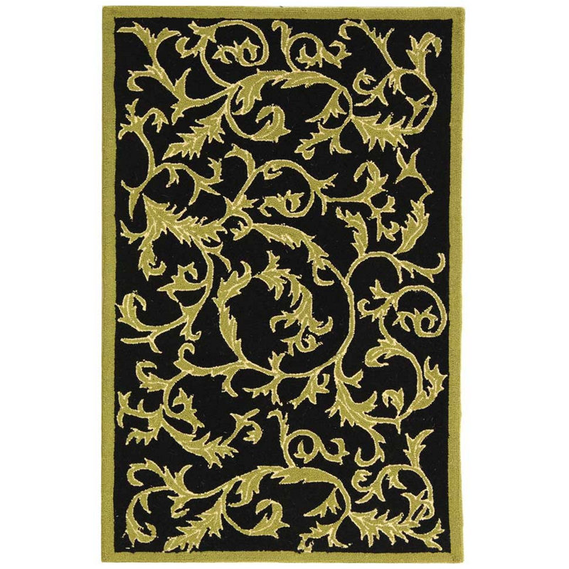 Hand Hooked Wool Floral Rug, Rectangle 2'9" x 4'9"