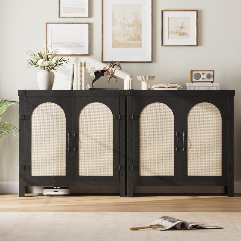 Armoire buffet en rotin avec portes Farmhouse