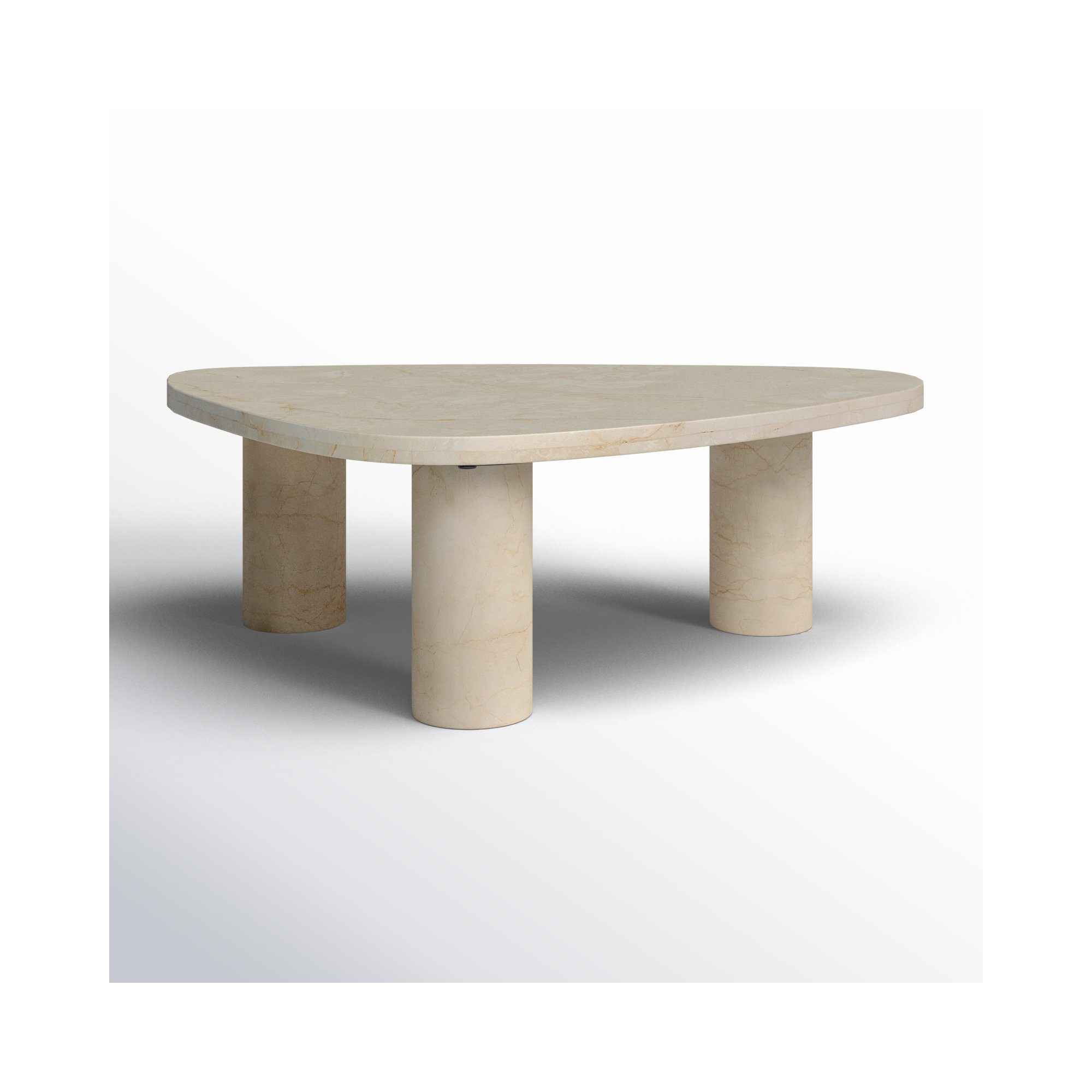 Moraga 3 Legs Coffee Table, Cream Marble, 15" H x 48" L x 30" W