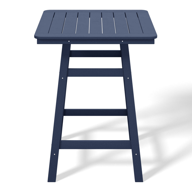 Laguna Square Outdoor Bar Table With Umbrella Hole , 30.8'' in. W 30.8'' in. D, Navy
